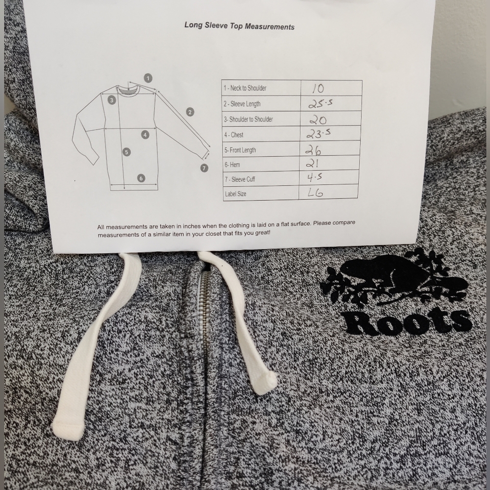 Roots Canada Salt & Pepper Full Zip Hoodie - Grey - Large - Picture 9 of 9